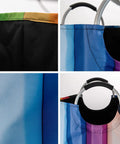 Close-up of Colorful Silhouettes Laundry Basket With Handles, 50L Large Hamper showing fabric and handle details.
