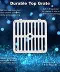 Durable Cast Iron Porcelain Floor Sink Grate Top With Ceramic Surface, 9 3/8 inch square with large openings on blue background