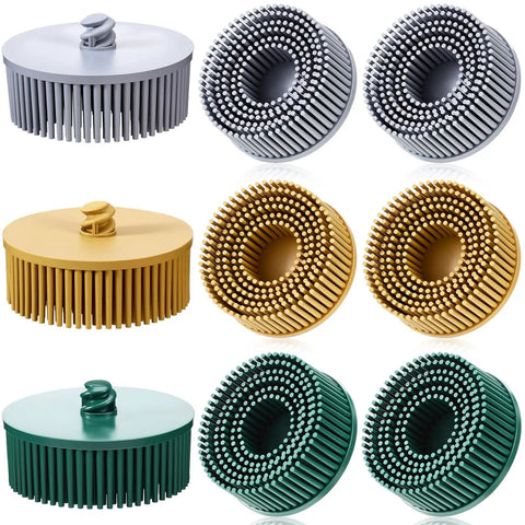 Six Pack 2 Inch Bristle Discs Set With Grit 50 80 120 For Grinding Polishing And Coating Removal On Metal Compatible With Drill