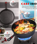 Two In One Cast Iron Dutch Oven With Lid That Doubles As A Shallow Skillet, 3.2 Quart Deep Pot For Searing And Stewing cooking fish