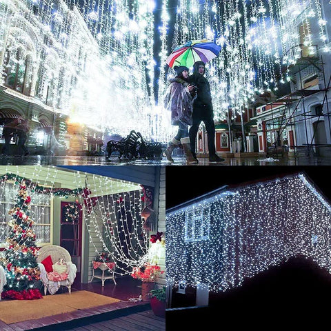 Solar Curtain String Lights For Outdoor Garden 300 LED Fairy Lights With 8 Modes Remote Control Waterproof Waterfall Lights for decor
