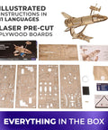 NASA Space Shuttle Discovery 3D Puzzle Kit Mechanical Model With Realistic Details Hands On Build For Adults And Kids Fun Educational Space Toy For STEM Fans Eight Point Nine Inch Tall When Assembled, plywood parts laid out