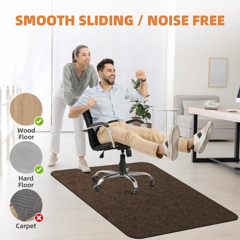 Office Chair Mat For Hardwood And Tile Floors 48 By 36 Inches Large Anti Slip Desk Chair Mat For Rolling Chairs in Coffee Color.