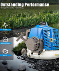 Powerful 2 Stroke Gas Powered Earth Auger With 11.81 Inch Drill Bit and blue engine housing for efficient digging