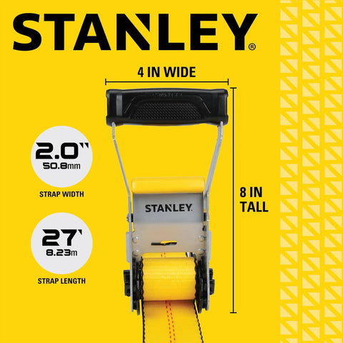 Heavy Duty Ratchet Strap 2 X 27 Feet Featuring A Tough As Nails 10000 Pound Rating with 2 inch width and 27 feet length shown clearly.