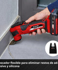 All In One Pro Grade 4 Piece Multitool Accessory Set With Flexible Scraper removing adhesive from floor edge