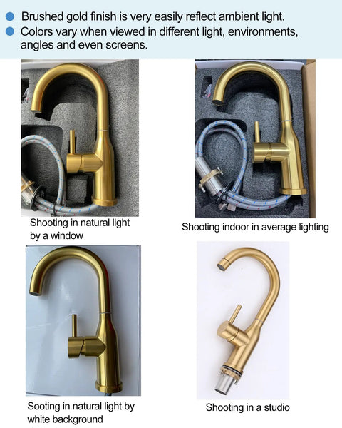 Brushed Gold Bar Sink Faucet With Single Hole And One Handle Ideal For Small Kitchens Wet Bar Or RV Sinks Eleven Inch Tall