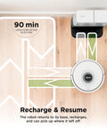 Matrix Clean Robot Vacuum with Serious Suction for Pet Hair on Carpets and Hard Floors Self Empty Base shown on wood floor