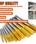 Beast 3/8-16 UNC Thread Tap M2 Steel Titanium-Plated Right Hand Milling Tap set showing various sizes and titanium coating