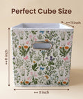 Six Piece Wild Floral Fabric Storage Cubes With Handles Solid Collapsible Bins For Cube Shelves, perfect 11x11 inch size.