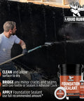 Pro Level Flexible Basement Waterproofing Sealant Keeps Your Foundation Bone Dry And Slams Leaks Dead In Their Tracks Heavy Duty One Gallon Black Coating For Contractors applied to a foundation wall
