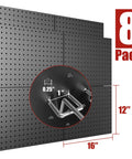 Beefy Heavy Duty Steel Pegboard Panels Set Of 8 With 50 Hooks Each 16 By 12 Inch Wall Organizer For Garage And Workshop