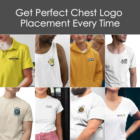 Right On Chest Logo Placement Ruler For Custom Tee Makers And Stitch Pros Using Vinyl HTV Or DTF With Four Slam Dunk Fits For Every Apparel Hustle Ready To Nail Perfect Shirt Designs Today