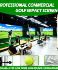 Golf Simulator Enclosure With Double-Layer Silent HD Impact Screen And Side Barriers, 10 By 8 Ft Indoor Hitting Cage in use