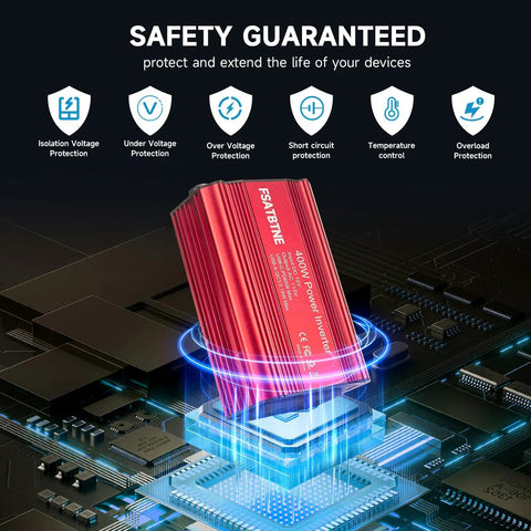 Hella Reliable 400w Power Inverter Dc 12v To 110v Ac Car Plug Adapter with safety features for reliable device protection.