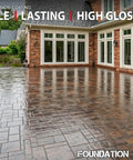 Heavy Duty Solvent Based Acrylic High Gloss Wet Look Cure And Seal For Concrete And Pavers 5 Gallon applied to a wet look patio.