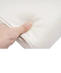 Close-up of thumb pressing Universal Pontoon Boat Seat Bottom Cushion For 8WD159 Series 50 Quart Swingback Cooler Seat And 8WD159-R-S White Replacement Pad For Fishing Boats And Yachts Durable Comfort