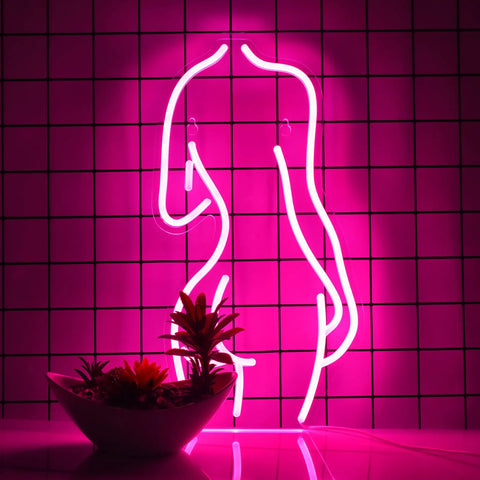 Pink Neon Sign LED Night Light USB Powered Wall Decor for Bedroom Man Cave Vibe Bar Pub Store Club Garage Home Party