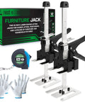 Heavy Duty Furniture Jacks 2 Pack Labor Saving Lifting Handles For Sofas Beds And Cabinets Up To 360 Lbs Capacity with black grips and 12-inch height.