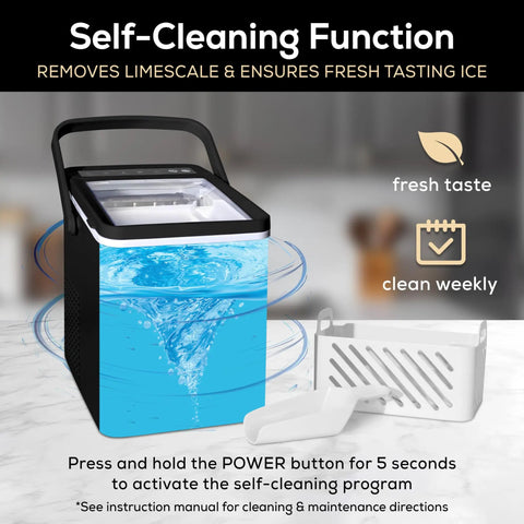 Portable Countertop Ice Maker With Self Cleaning Produces 26 Lbs A Day Ice Ready In 6 To 8 Minutes Includes Ice Scoop And Basket