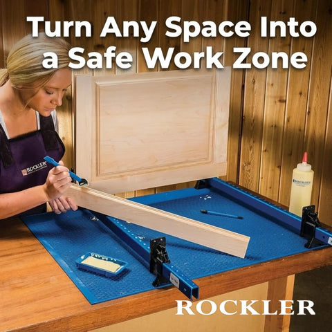 Person using Silicone Glue Mat XL 23x30 Heat Resistant Craft Table Mat in a workshop setting with wood panel.