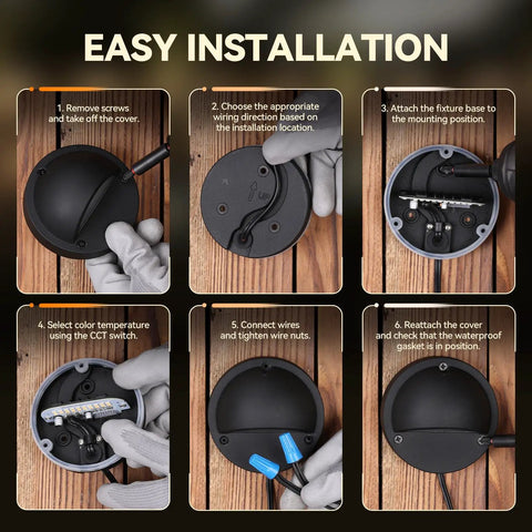 Installation guide for 12-Pack Low Voltage LED Deck Lights With 5 CCT Settings, 180LM Each, 3.74-Inch Landscape Step Rail Lighting