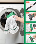 Heavy Duty Mop With Extended Reach Handle A Heavy Lifter For Knocking Out Sticky Spills And Greasy Workshop Floors Without Breaking A Sweat being cleaned in a washing machine.