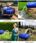 240L Foldable Water Storage Bladder for Outdoor Camping, Yard Irrigation, Construction Sites - PVC tote bag in use in various settings
