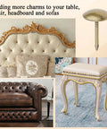 Pro Grade Upholstery Tack Strip Featuring No Sweat Install Heavy Duty Brass Nailhead Trim With Antique Rivets For Sofa Couch Reupholstering And Diy Home Upgrade, shown with elegant furniture.