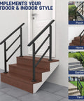 Rock Solid Wrought Iron Handrails For Outdoor Steps Heavy Duty Stair Grip Rails With Rust Resistant Powder Coat on porch steps.