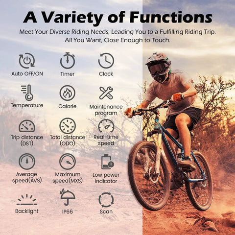 Wireless Bike Computer With Touch Sensor And Auto Wake Up IP66 Waterproof Speedometer Odometer features and cyclist