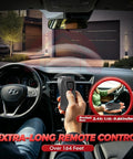 Two Pack Universal Garage Door Opener Remote Replacement With Rolling Code Security For Genie And Overhead Door Systems Easy No Sweat Setup And Killer Daily Performance, held from car.