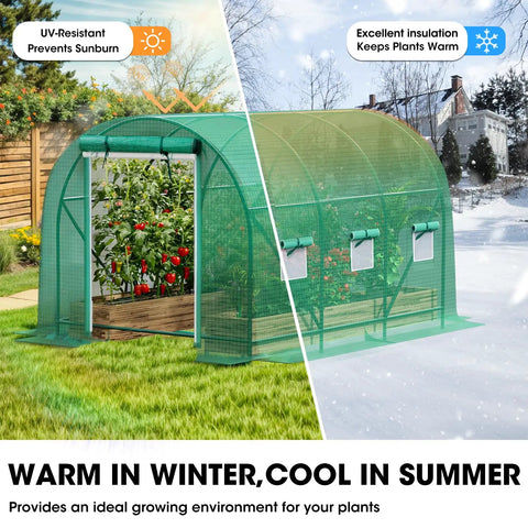 Walk In Greenhouse With Dual Zippered Screen Doors And Six Screen Windows Heavy Duty Galvanized Steel Frame With Reinforced Cross Bars Easy Butterfly Screw Assembly Built For Garden Pros And Weekend Green Thumbs Alike 10x7x7 Ft