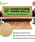 Pro Grade 20 Inch Wide Honeycomb Paper Dispenser Packing Station With Mechanical Expander showing honeycomb paper roll setup.