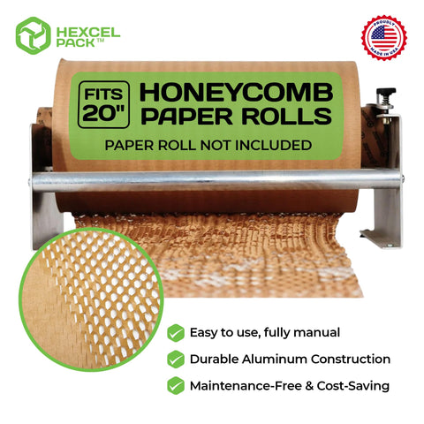 Pro Grade 20 Inch Wide Honeycomb Paper Dispenser Packing Station With Mechanical Expander showing honeycomb paper roll setup.