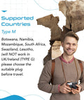 South Africa Travel Adapter With 5 In 1 Input And QC 3.1A Dual USB And USB C, countries supported by Type M plug