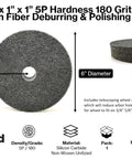 Boss Grade 6 Inch Nylon Fiber Deburring Wheel With 180 Grit Silicon Carbide, 1 Inch wide for smooth metal polishing.