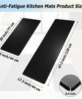 Non Slip Kitchen Floor Mats Set Of 2 With Cushioned Anti Fatigue Memory Foam Ergonomic Standing Mats Waterproof For Home Office Sink Laundry Black 17.3 Inch By 30 Inch And 17.3 Inch By 47 Inch, showing product dimensions