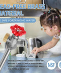 Child drinking water near Frost Free Outdoor Sillcock With Anti Siphon Backflow Preventer, Lead Free Brass Frost Proof Faucet Bib With Half Inch Push To Fit Connector And Three Quarter Inch Hose Bibb Spigot, Durable Outdoor Water Faucet