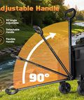 Heavy Duty Workhorse Foldable Wagon Cart With All Terrain Wheels 220 Lb Capacity showing adjustable handle next to stream