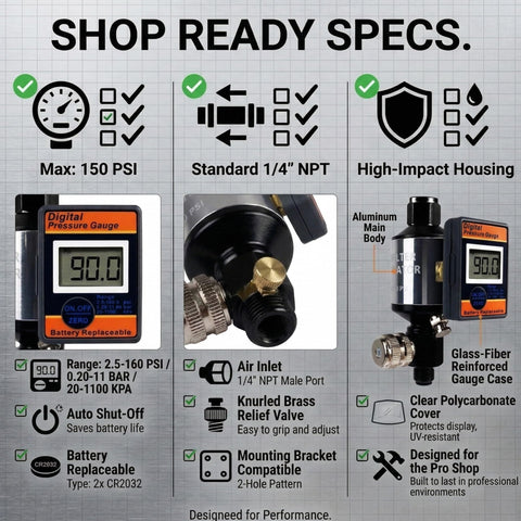 Pro Grade Digital Air Regulator With Water Separator And Moisture Trap Inline Dryer detailed specifications and features