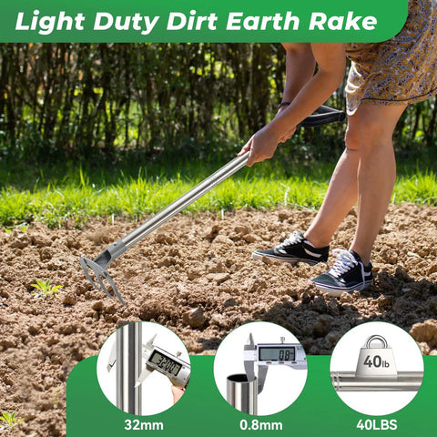 Person using Pro Grade Garden Hoe With 77 Inch Adjustable Handle For Heavy Duty Weeding And Cultivating Built Tough For Gardening