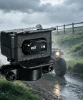 Heavy Duty 12V Winch Switch With Mounting Bracket Featuring Thumb Control Rocker For Atv Utv And 4 Wheeler, rain-soaked close-up view.