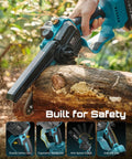 Go Higher Faster With This Slick Two In One Cordless Pole Saw That Transforms From Handheld Chainsaw To High Reach Tree Trimmer in use on wood.
