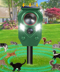 Outdoor Ultrasonic Animal Deterrent With PIR Sensor And Flashing Light Motion Activated Solar Powered Critter Repellent For Cat Deer Squirrel Raccoon Rabbit Skunk And Dog Yard Protection IP65 Waterproof 1 Pack in garden