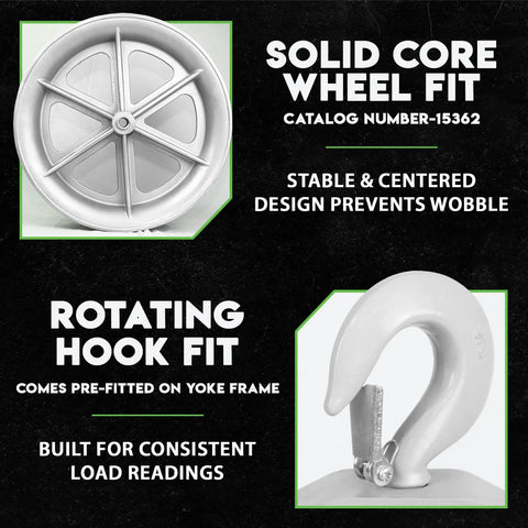 Tough As Nails 24 Inch Hook Sheave For Wire Rope Puller And Tugger Winch with solid core wheel and rotating hook fit.