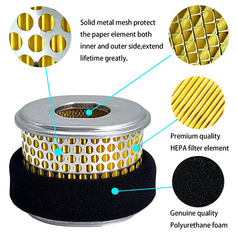 4 Pack Air Filter Set For GX270 GX240 Engines Air Cleaner Replacement With Beefed Up Reinforced Mesh showing metal mesh and foam layer