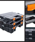 Three In One Portable Tool Box Organizer With Fifty Two Customizable Compartments For Hardware Craft Supplies Beads And Small Parts Grab And Go Three Tier Storage Case For Home Garage And Workshop