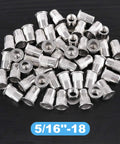 Top Shelf 30Piece 5 16 Inch To 18 Unc 304 Stainless Steel Rivet Nuts Flat Head Threaded Inserts, shiny metal fasteners.