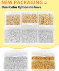 600 Pcs Small Eye Pins For Jewelry Making And DIY Crafts Gold And Silver 3 Sizes in clear multi-compartment box
